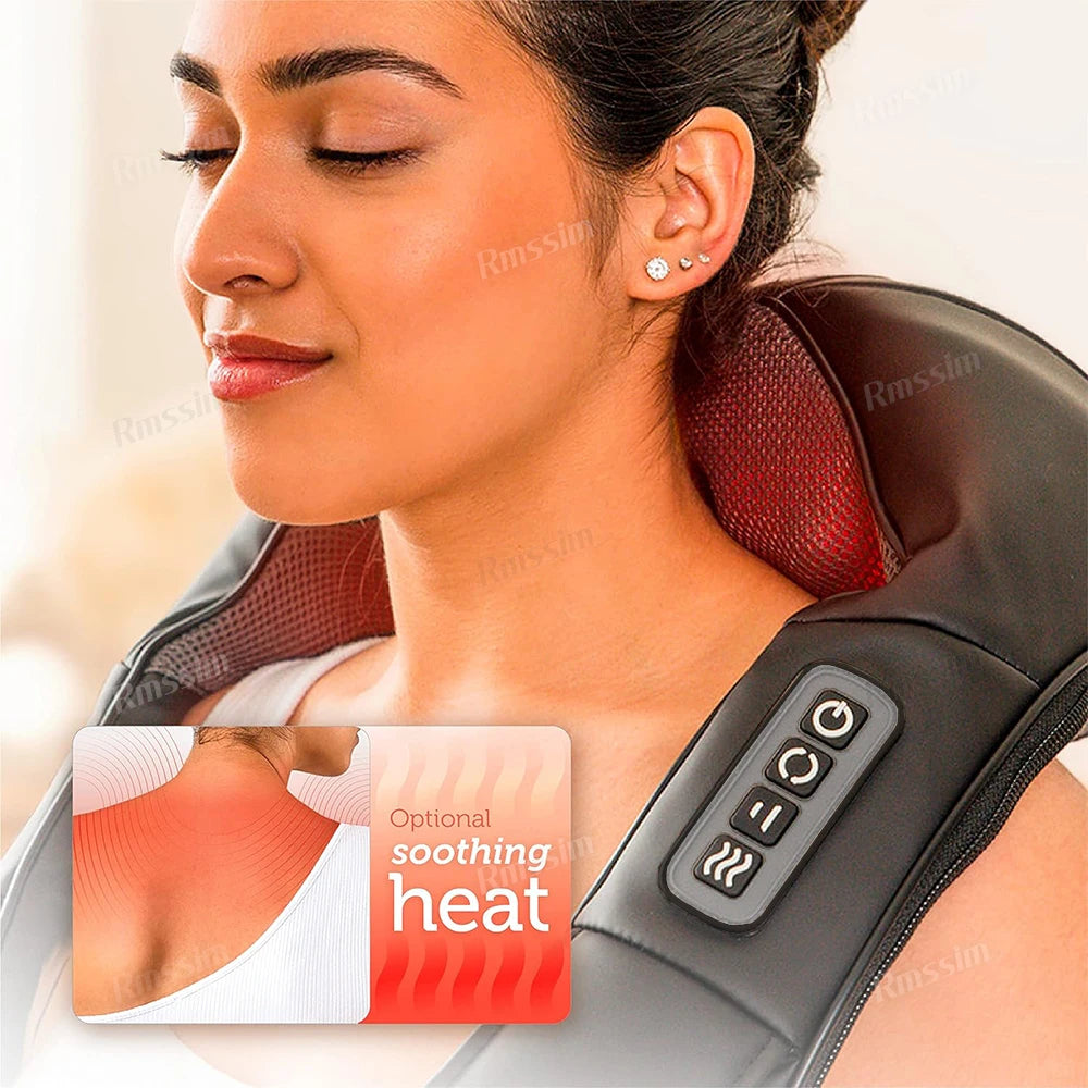 Shiatsu Neck and Back Massager with Heat Deep Tissue Kneading Sports Recovery Massagers for Full Body Electric Massage Pillow